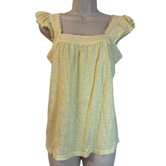 Style & Co Lemon Meringue Butter Yellow Tank Top Ruffled Strap Sz XS - Picture 1 of 6
